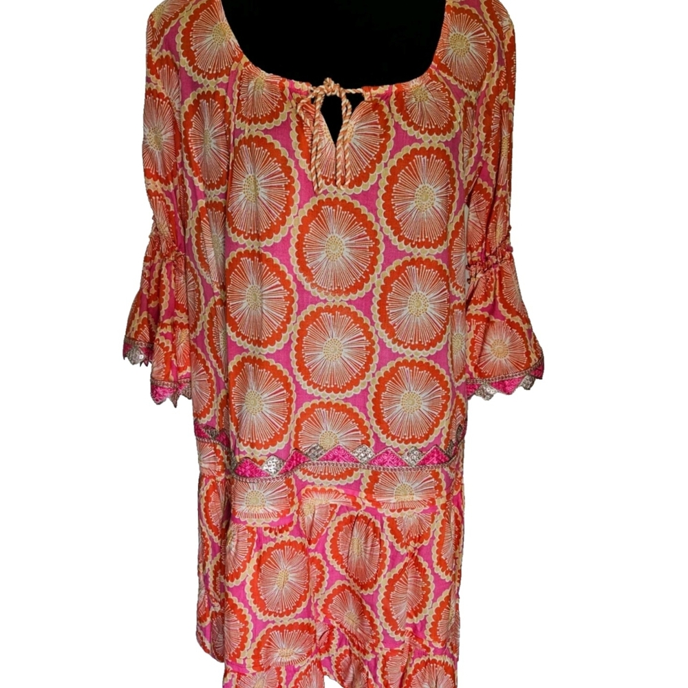 Vibrant Pink and Orange Patterned Dress-$178.50 - Picture 14 of 17